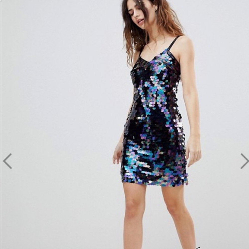 ASOS Club L Allover Embellished Detail Mini Dress